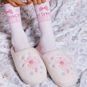 Roller Rabbit Sugarplum Monkey Fuzzy Slippers Size SPINK / S